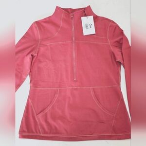 NWT 1246 ZYIA Active SALMON PINK 🩷 DUSTY ROSE 🌹 Pocket 1/2 Half Zip Pullover